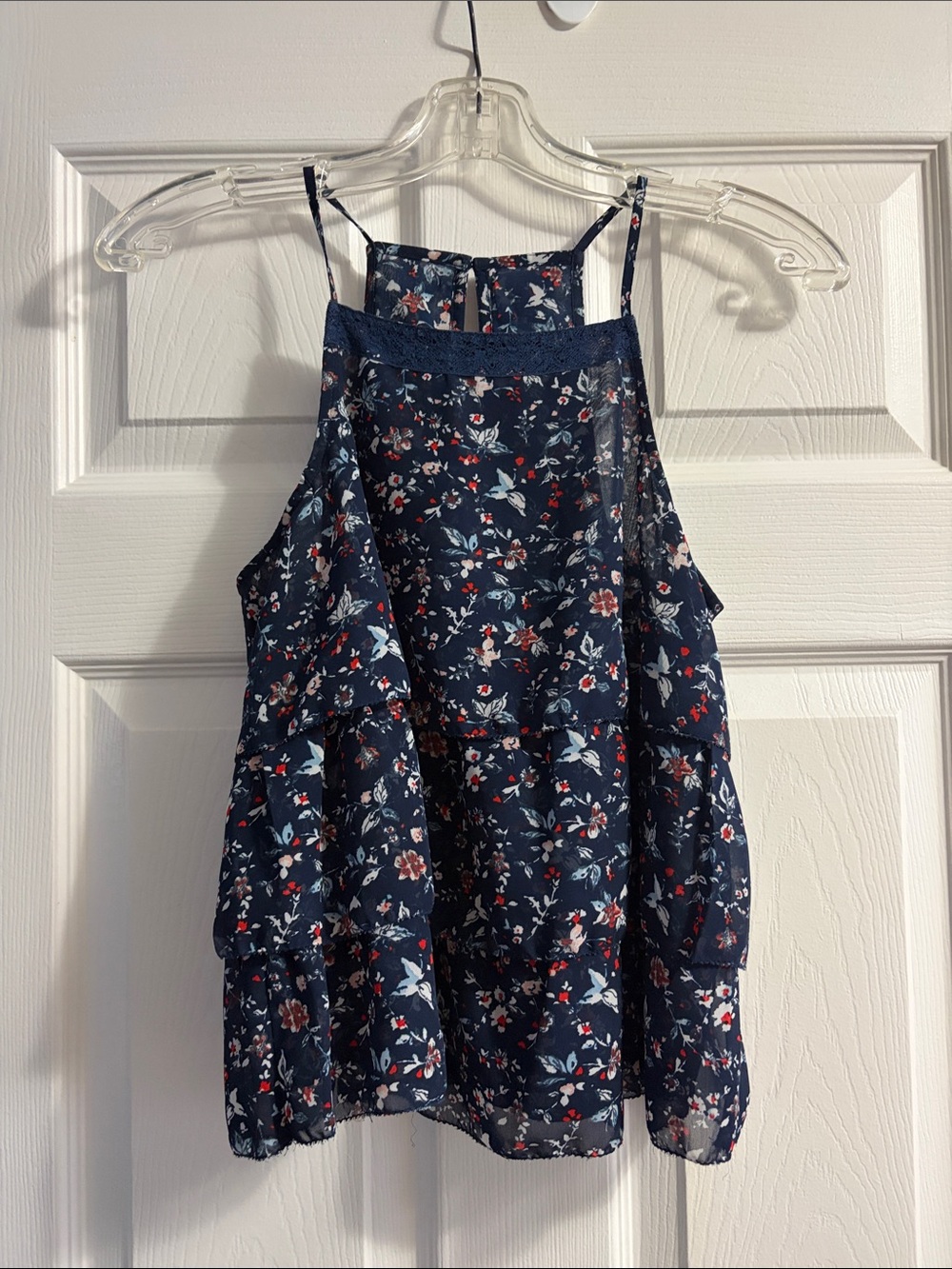 Women’s Floral Ruffle Halter Tank Top